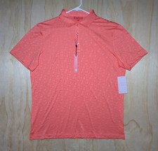 REDVANLY Men's Large Rodin Jacquard Polo NWT Coral Golf Shirt Stretch picture