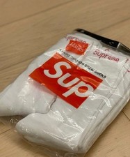 Supreme x Hanes Crew Socks White 4 Pack Size 6-12 Cotton Comfort Streetwear picture