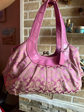 Coach Pink Ergo Shoulder Bag Magnetic Closure Silver Hardware Lined Pockets picture