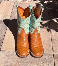 Gorgeous Lucchese Cowgirl  Boots  Ostrich/ Turquoise Womens 9.5 B picture
