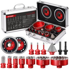 DAYDOOR 15PCS Diamond Hole Saw Kit Tile Granite Marble Drill Bit Set Case picture