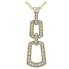 White Natural Diamond Solid 14k Yellow Gold Dangle Pendant and Chain 0.50ctw picture