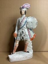 HUGE 17.25” Antique ENGLISH Staffordshire Wallace Scottish Tartan Kilt FIGURE picture