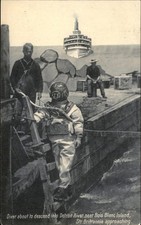 Bois Blanc Island Ontario Diver Diving Helmet c1910 Vintage Postcard bhn picture