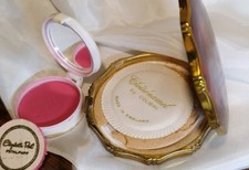 Vtg Vanity Compact Lot(2) 1940s Elizabeth Post Cake Rouge 1950s Kigu Cloisenanel picture