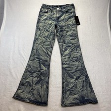 True Religion Jeans Womens 27 Katrina High Rise Crinkle Wash Relaxed Flare NWT picture