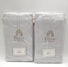 Frette Tiber Hemstitch Euro Pillow Shams Perl Grey Set of 2 Shams NEW JL925024 picture