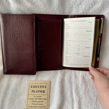 Day Timer Brown Leather Senior Pocket Planner Wallet Checkbook Organizer 4