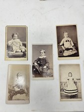 Antique 1800s CDV Photo Card  Lot 5 Original Sepia Children Portrait Photography picture