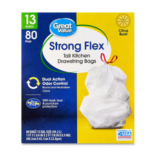 Great Value Strong Flex 13-Gallon Drawstring Tall Kitchen Trash Bags, Citrus Bur picture