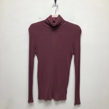 Sundry Womens Blouse Purple Long Sleeve Turtleneck Ribbed Anthropologie M New picture