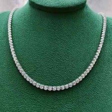 20CT Round Cut Lab Created Diamond Women's Tennis Necklace 14k White Gold Plated picture