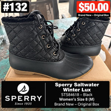 Sperry Saltwater Winter Lux Insulated Quilted Duck Boots Black 8M STS84618 picture