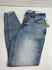 NWT maurices mjeans 5 Button Skinny Frayed Raw Foot Jeans Small Regular $50 picture