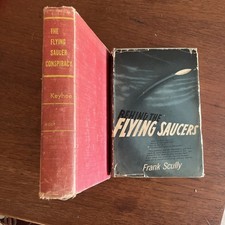 Frank Scully Behind The Flying Saucers Conspiracy Keyhoe Lot Of 2 Books picture