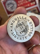 ANGUILLA LIBERTY DOLLAR 1967 C/S ON MEXICO 5 PESOS Countermark Silver Coin picture