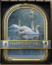 Viral Marmont Hill Gold Arch Frame 3 Swans Artwork Elegant Vintage Style BNIB picture