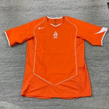 VTG Nike Netherlands KNVB Jersey Medium Orange White Holland Futbol 2004 2005 picture