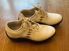 FootJoy Junior Golf Shoes FJ 45065 White/Taupe Argyle Size 3M Youth Golf Cleats picture