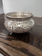 Vintage  European 800 Silver Footed Bowl Floral Ornament, 112g picture