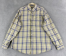 Vintage L.L. Bean Shirt Mens L Yellow Plaid Cotton Button Down Long Sleeve USA picture
