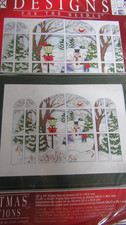 NIP Vintage CHRISTMAS WINTER WINDOW Counted Cross Stitch KIT - 1990's picture
