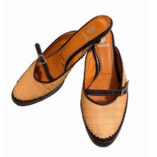 Vintage Versus Versace Raffia Slingback Kitten Heel Mules Italy EU 37 picture