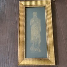 Vintage Sir Roger de Trumpington Brass Rubbing Art in Ornate Gold Frame 31x19 picture