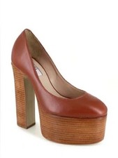 New Zigi NY Camilla Platform Pump In Cognac Leather Sz 9.5 picture