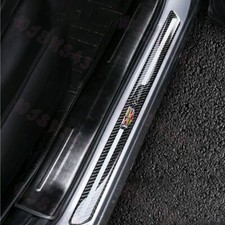 For Cadillac Carbon Fiber Car Door Welcome Plate Sill Scuff Cover Decal Sticker picture