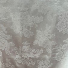 VTG White Damask Floral Rose Pattern 60X80 Rectangular Tablecloth Dining picture