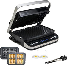Yedi Total Package 6-In-1 Digital Indoor Grill, Waffle Maker, Panini Press, Grid picture