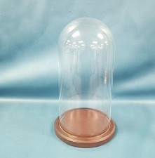 Vintage Bard's Genuine Wood Base & Glass Dome Cloche Display 11.5