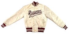 Vtg 80s Holloway XS S 36 38 Ivory Oklahoma University Sooners OU Satin Jacket picture