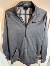 Nike Dri-Fit Mens M Gray Quarter-Zip Pullover With Kangaroo Pocket & Fleece12-31 picture