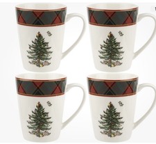 Spode Christmas Tree Collection Tartan Mug 14 Oz, Set of 4, Stoneware picture