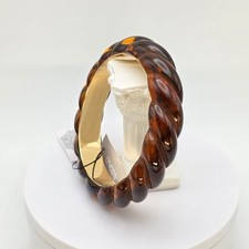 New CHICO'S Bria Tortoise Bracelet Resin Acrylic Bangle Gold Tone New W Tags picture