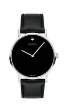 Brand New Movado Signature Men’s Silver Dial Black Leather Strap Watch 0607589 picture