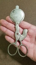 VINTAGE 1900s ROOSTER-SHAPED SOFT-BOILED EGG TOPPER / SCISSORS Antique COCKEREL picture