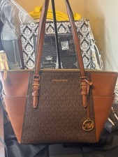 Michael Kors Charlotte Signature Large Top Zip Tote Brown picture