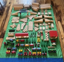 Vintage BRIO Wooden Railway Lot Lifting Bridge Service Station Track Train Set picture