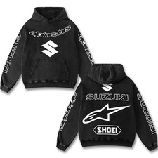 Retro Motorcycle Racing Washed Hoodie Suzuki Inspired Motor Fan Gift picture
