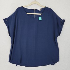 Maurices Shirt Womens XL Blue Short Sleeve Lightweight Dolman Relaxed Top NEW picture