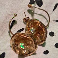 Gold Tone Round Dangle/Drop Hook Lobe Earrings, No Stone, Metal picture