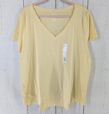 Sonoma Size XL The Everday Tee Light Yellow Womens Short Sleeve V Neck Top NWT picture