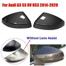 2PC For Audi A3 S3 8V RS3 2014-2020 ABS Carbon Fiber Side Wing Mirror Cover Caps picture