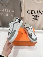 Hermes Day Sneaker White Grey Black Men's Luxury Shoes Leather Trainers picture