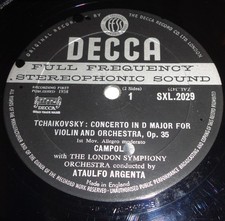 Decca SXL 2029 WB 1E/1E Campoli / Argenta: Tchaikovsky Violin Concerto NO COVER picture
