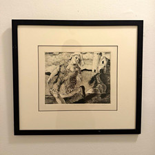 Alan Brown Farm Run Etching Print Artist Proof Signed Matted & Framed Woman picture