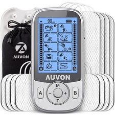 AUVON 24 Modes Dual Channel TENS Unit Muscle Stimulator for Pain Relief Silver picture